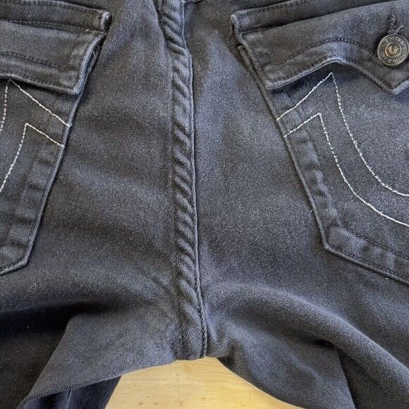 True Religion Rocco Relaxed Skinny Jeans Black Wash Flap Pockets Size 40 GUC - Picture 8 of 11